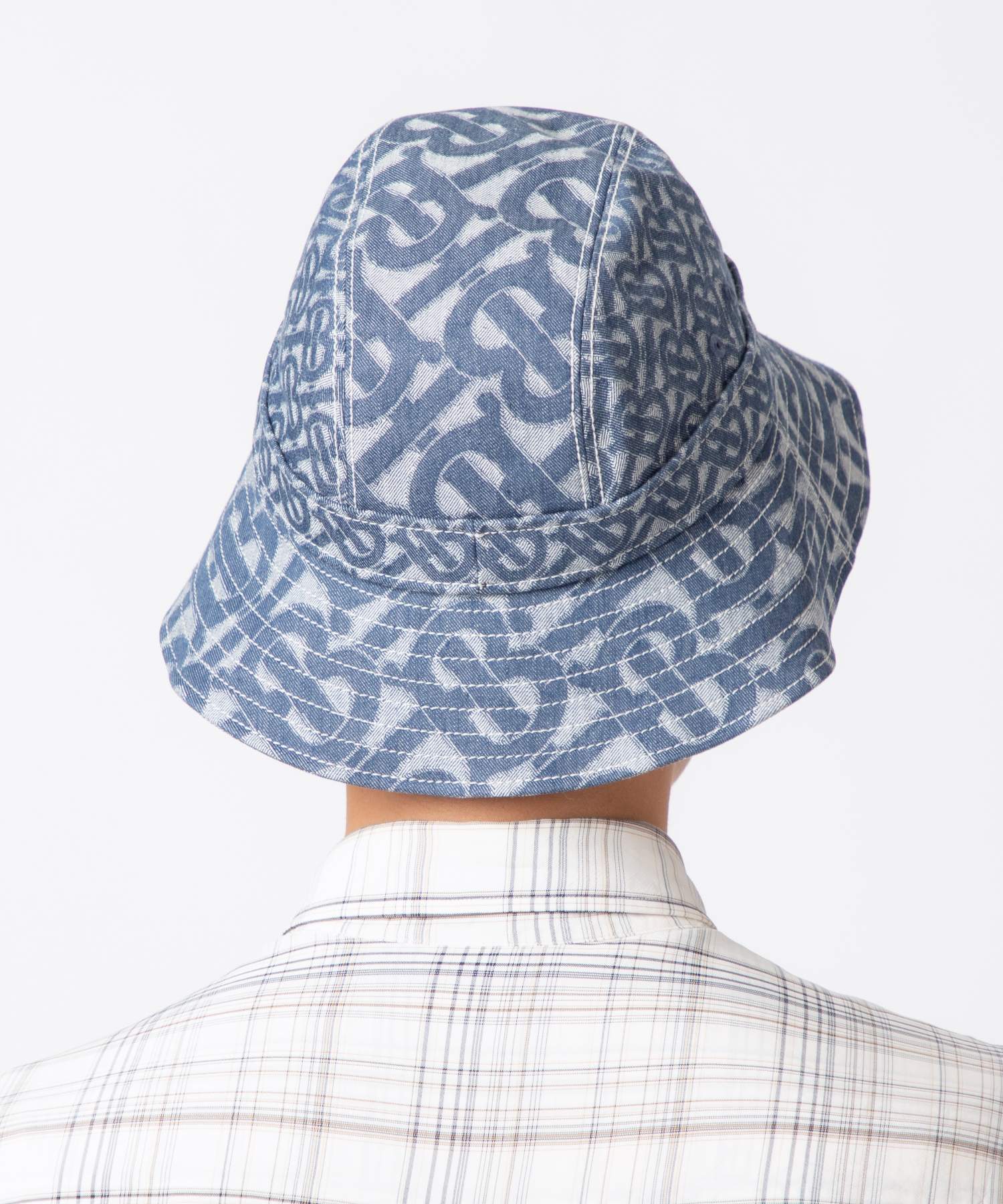 MONOGRAM PRINT DENIM BUCKET HAT 