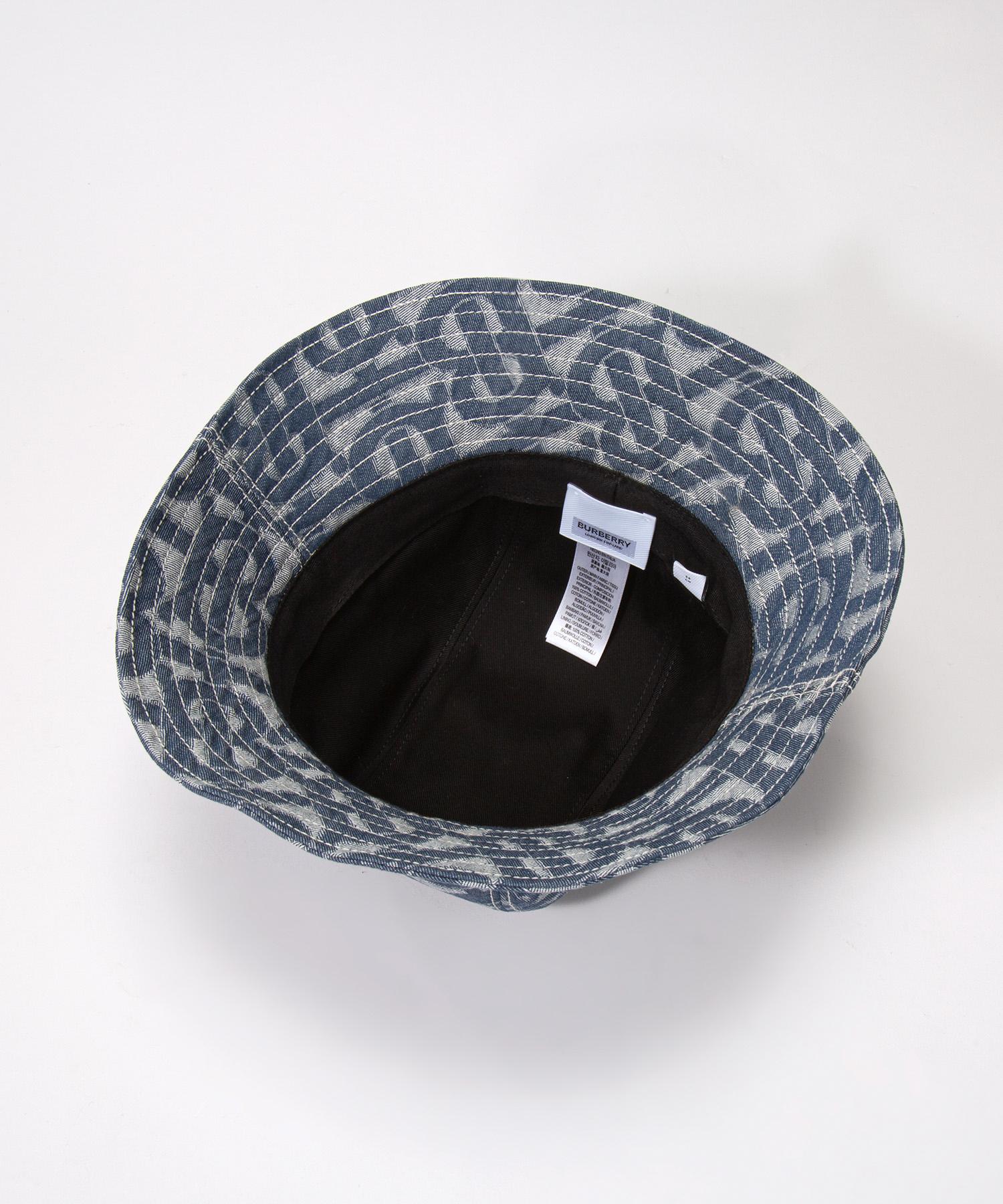 MONOGRAM PRINT DENIM BUCKET HAT 