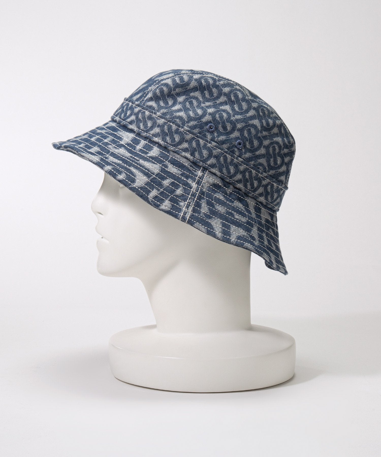 MONOGRAM PRINT DENIM BUCKET HAT 