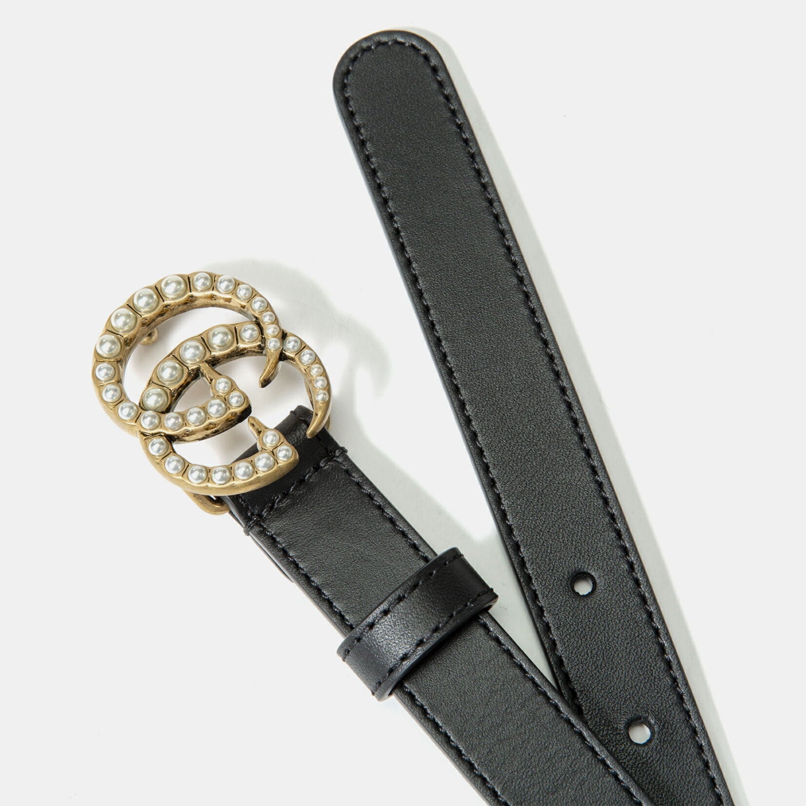 PEARL DOUBLE G BUCKLE BELT 