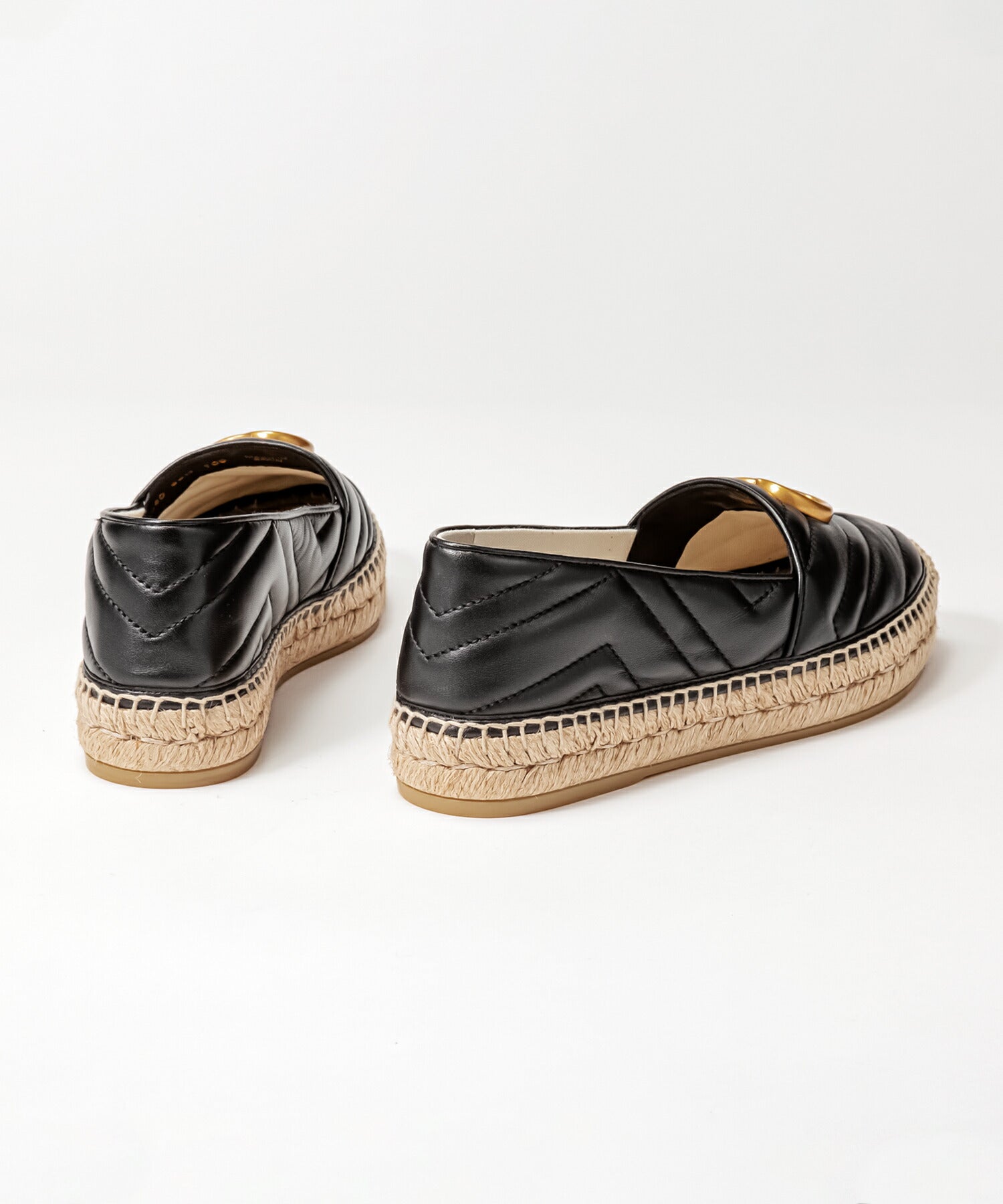 LEATHER ESPADRILLES WITH DOUBLE G jute shoes 