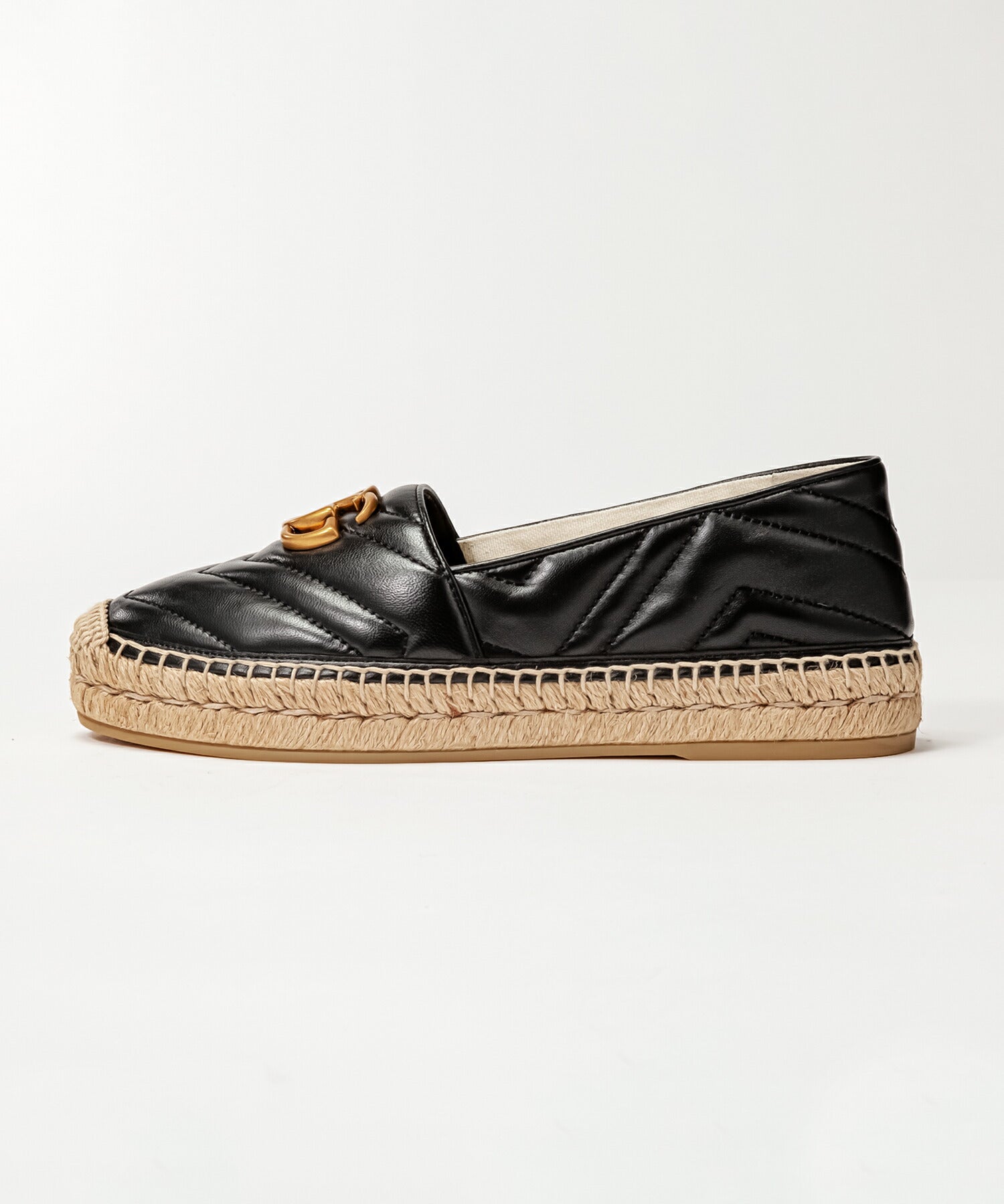 LEATHER ESPADRILLES WITH DOUBLE G jute shoes 