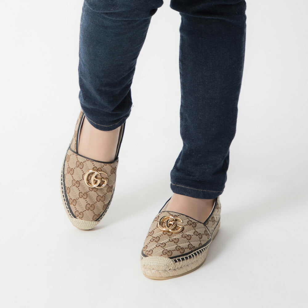 GG QUILTED CANVAS ESPADRILLES jute shoes 