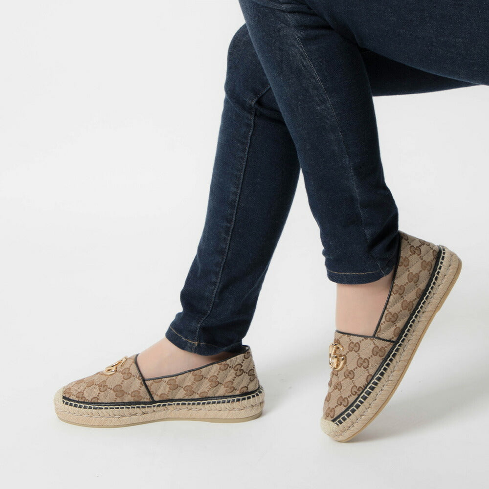 GG QUILTED CANVAS ESPADRILLES jute shoes 