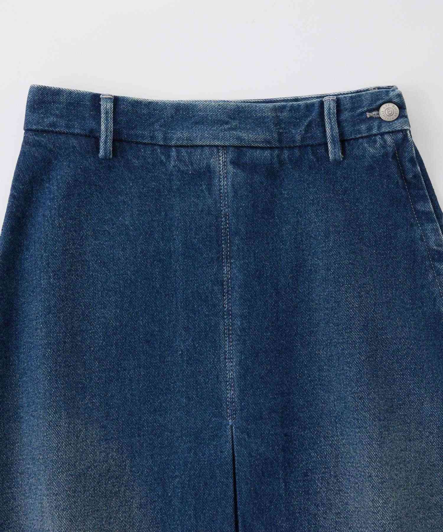 BOX PLEATED DENIM SKIRT 