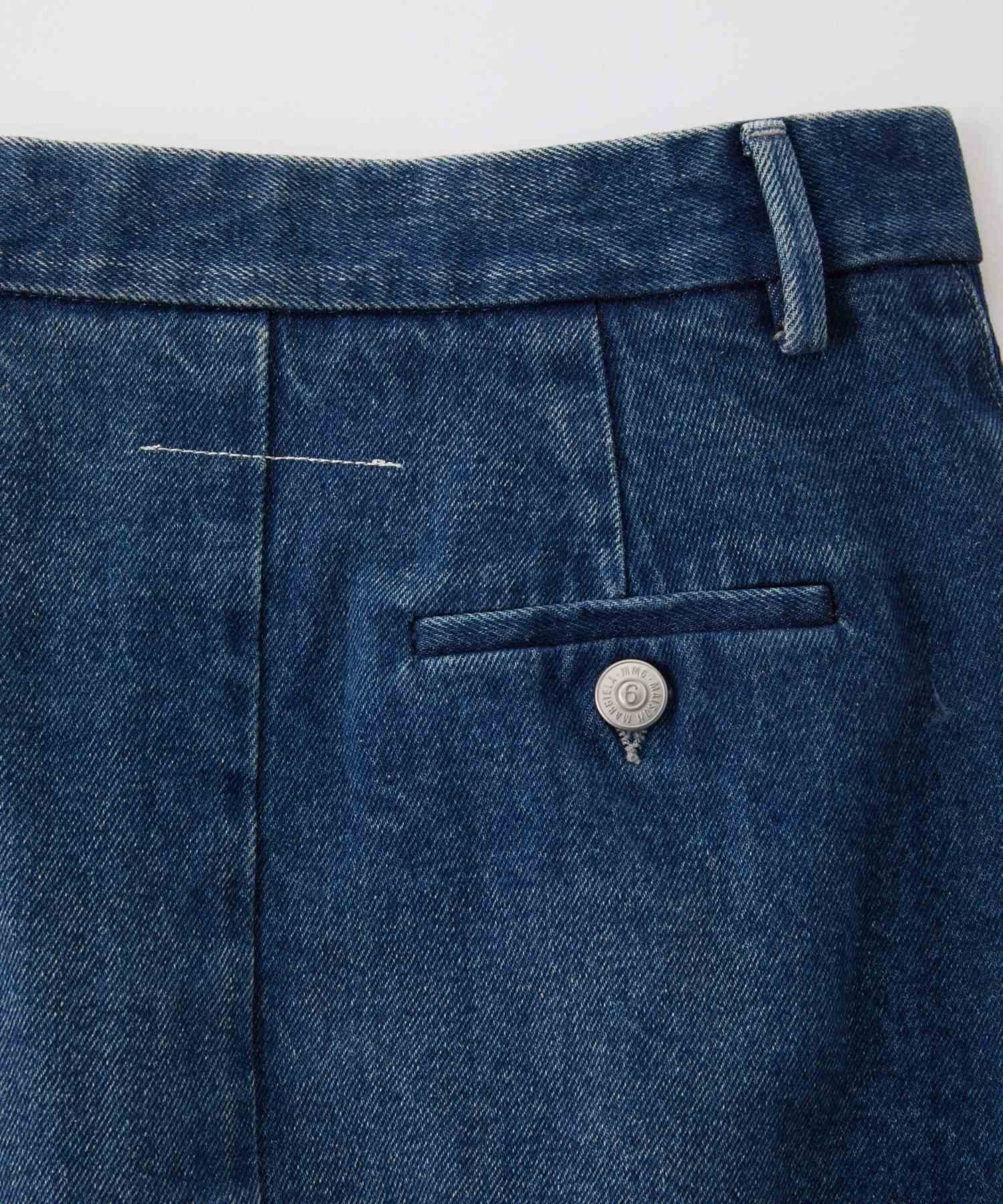 BOX PLEATED DENIM SKIRT 