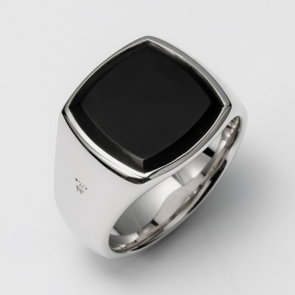 CUSHION BLACK ONYX STERLING SILVER ring 