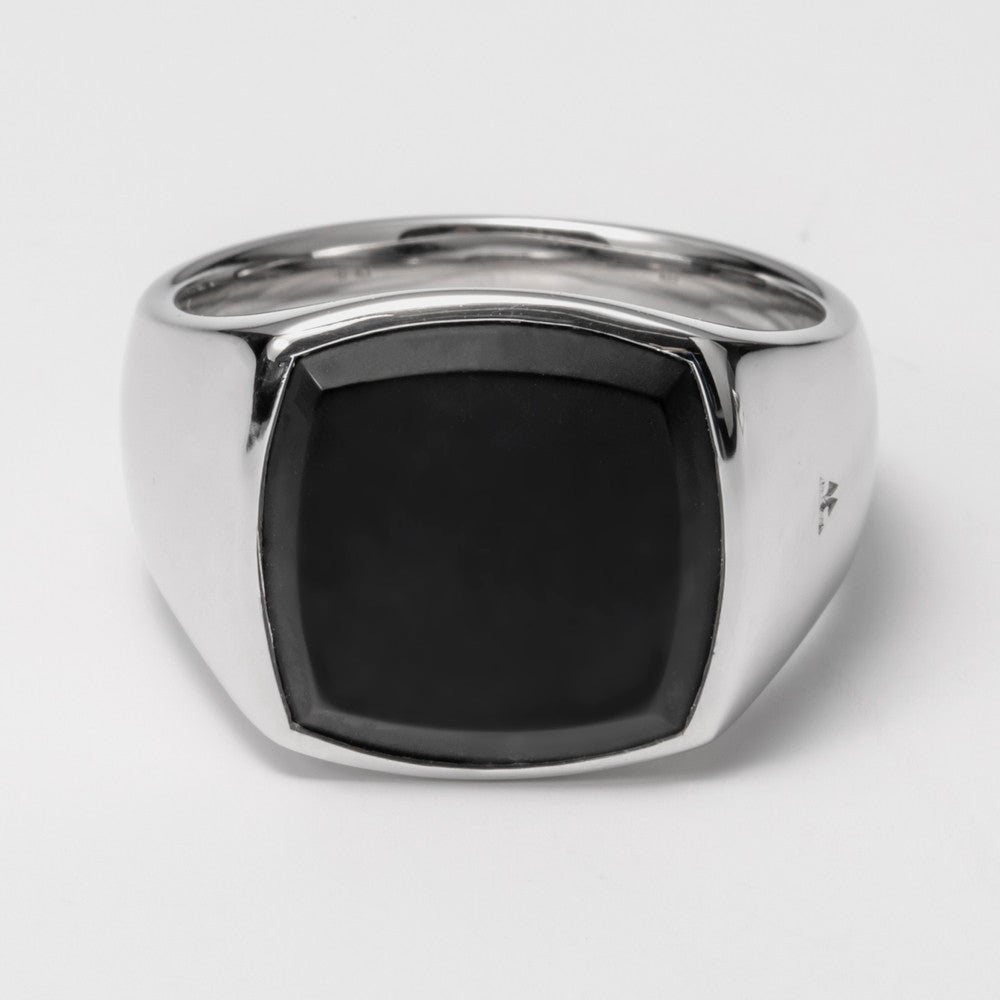 CUSHION BLACK ONYX STERLING SILVER ring 