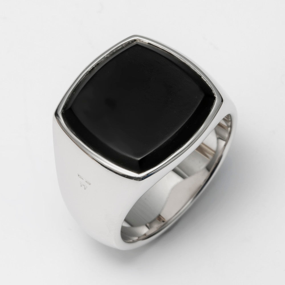 CUSHION BLACK ONYX STERLING SILVER ring 