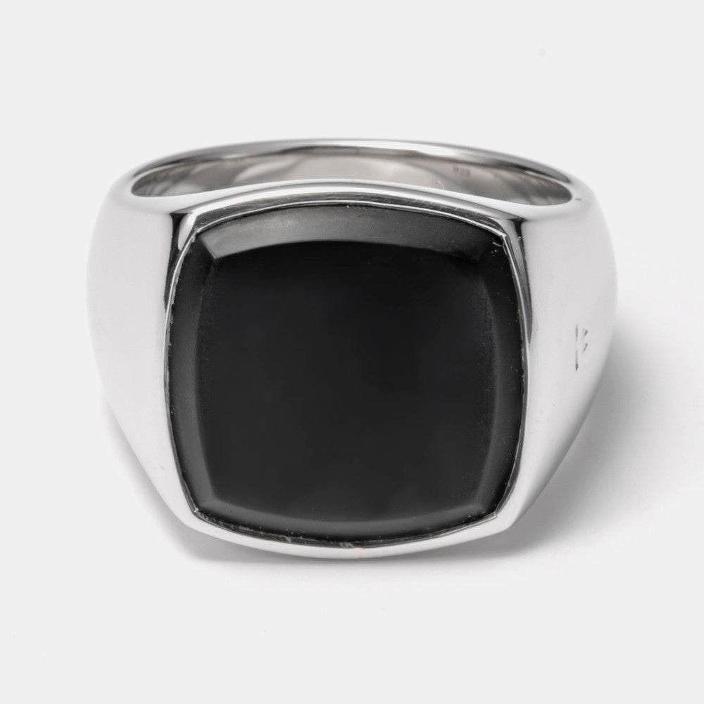 CUSHION BLACK ONYX STERLING SILVER ring 