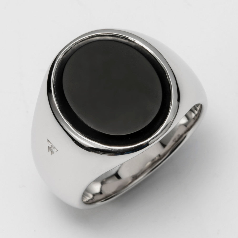 OVAL BLACK ONYX STERLING SILVER ring 