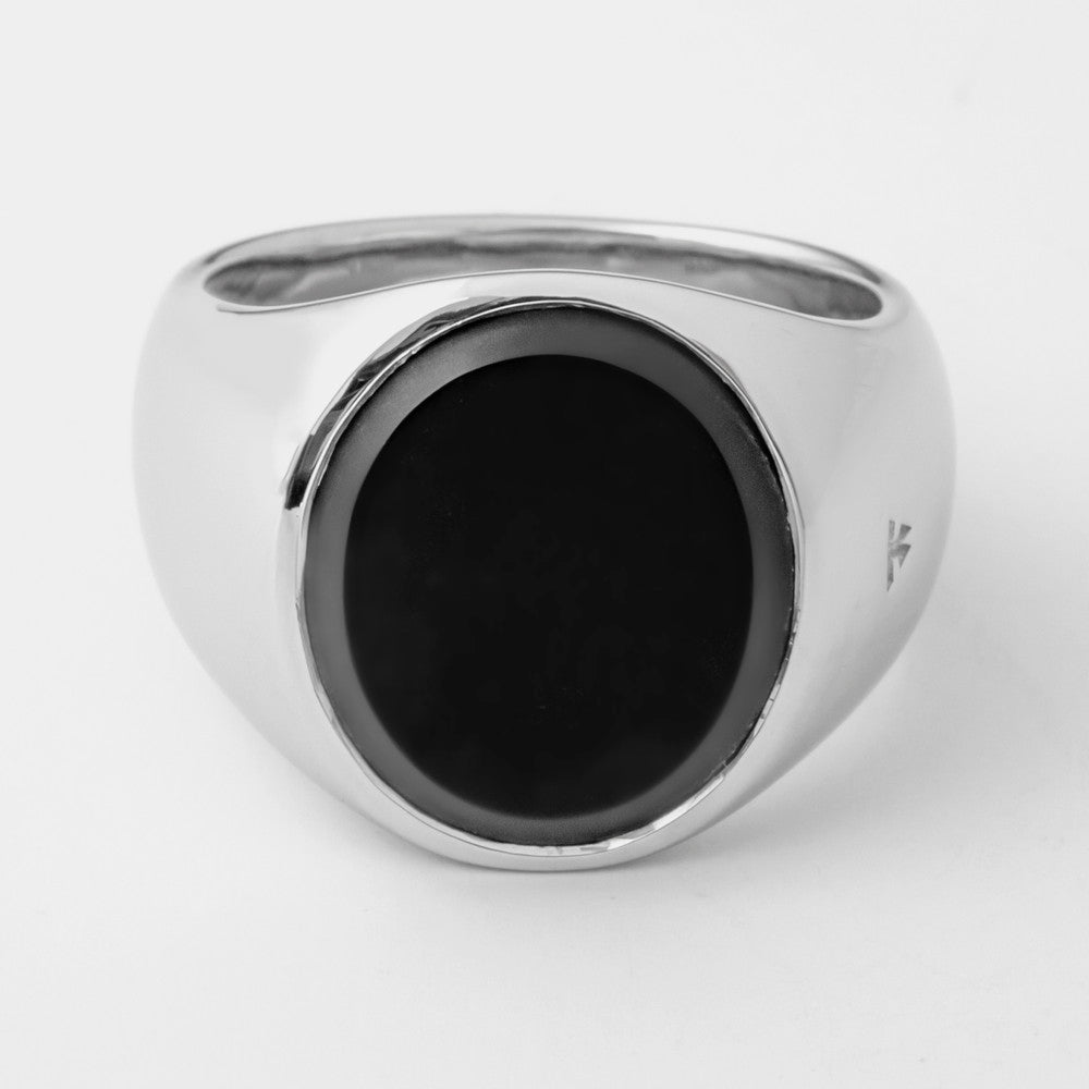 OVAL BLACK ONYX STERLING SILVER ring 