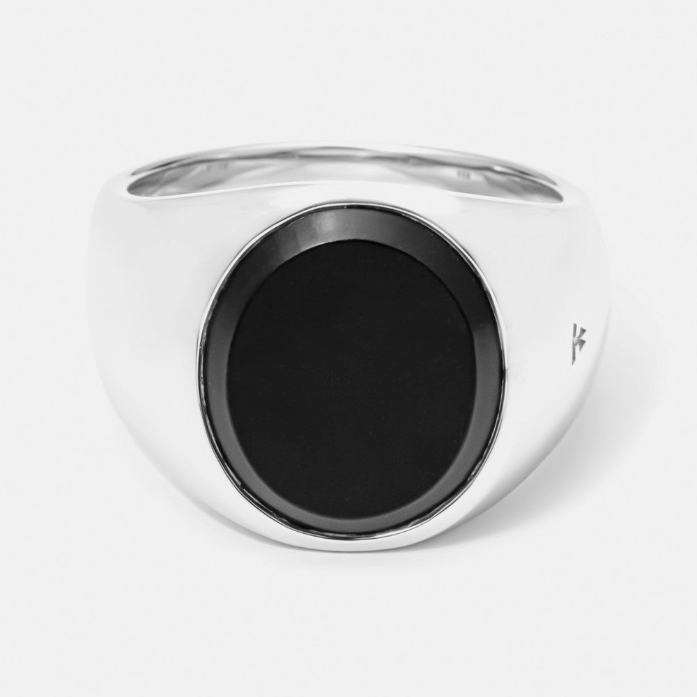 OVAL BLACK ONYX STERLING SILVER ring 